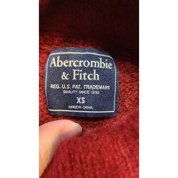 Abercrombie & Fitch Cardinal Fair Isle Snowflake Mock Neck Sweater Womens XS - Picture 5 of 8
